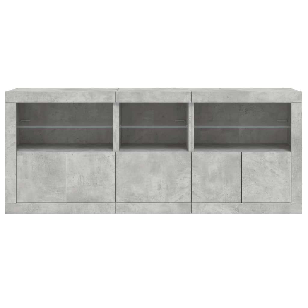 Sideboard with LED Lights Concrete Grey 162x37x67 cm