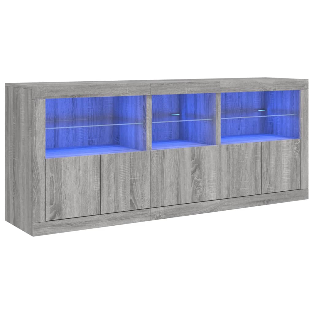 vidaXL Sideboard with LED Lights Grey Sonoma 162x37x67 cm