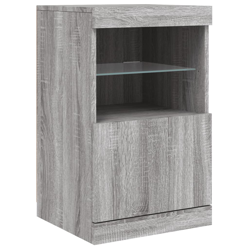 Sideboard with LED Lights Grey Sonoma 162x37x67 cm