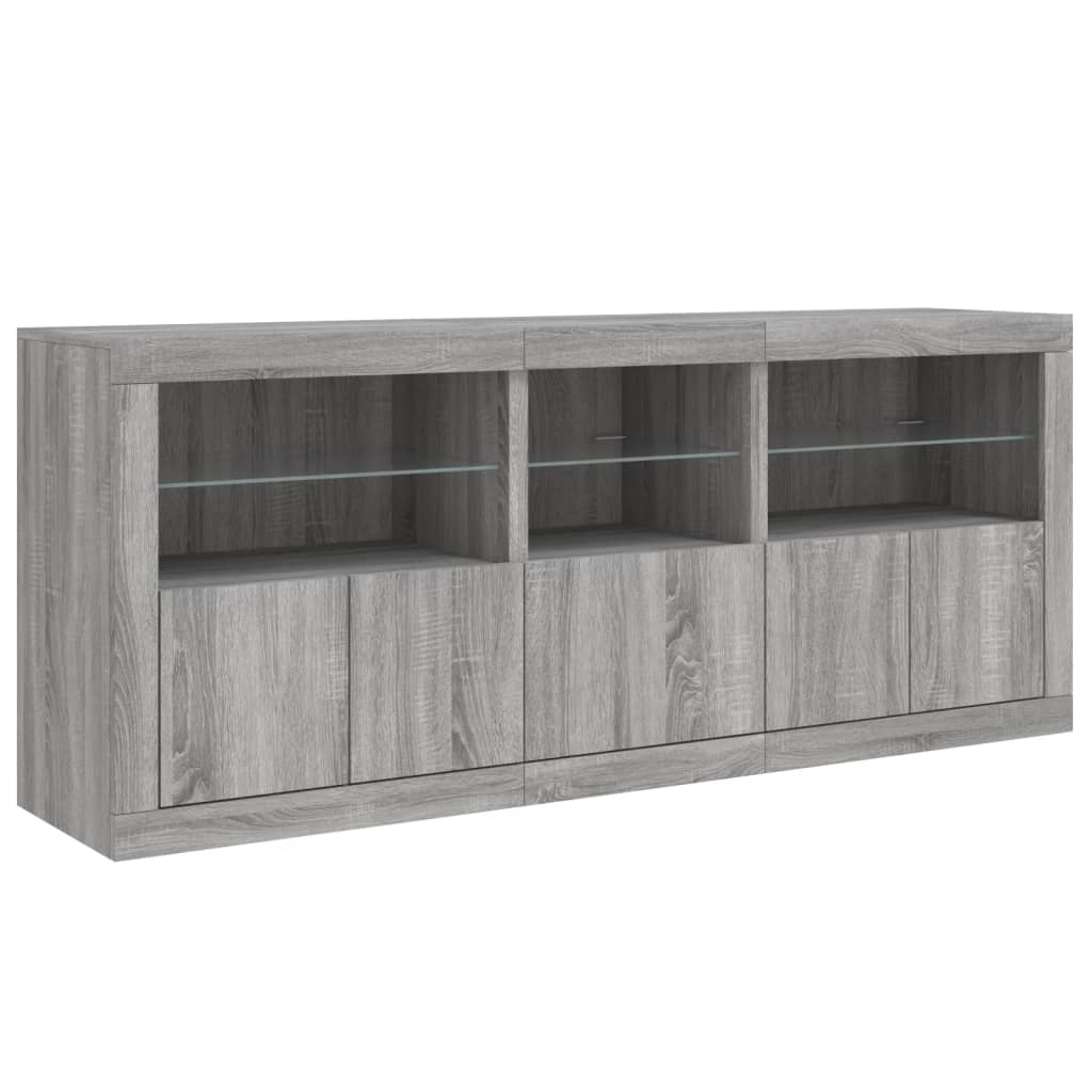 vidaXL Sideboard with LED Lights Grey Sonoma 162x37x67 cm