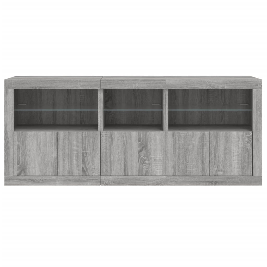 vidaXL Sideboard with LED Lights Grey Sonoma 162x37x67 cm