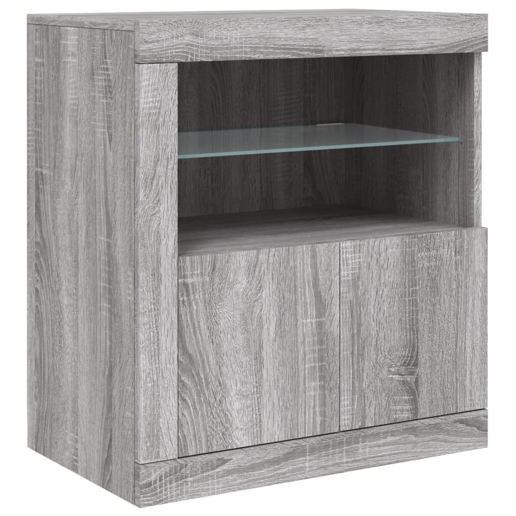 vidaXL Sideboard with LED Lights Grey Sonoma 162x37x67 cm