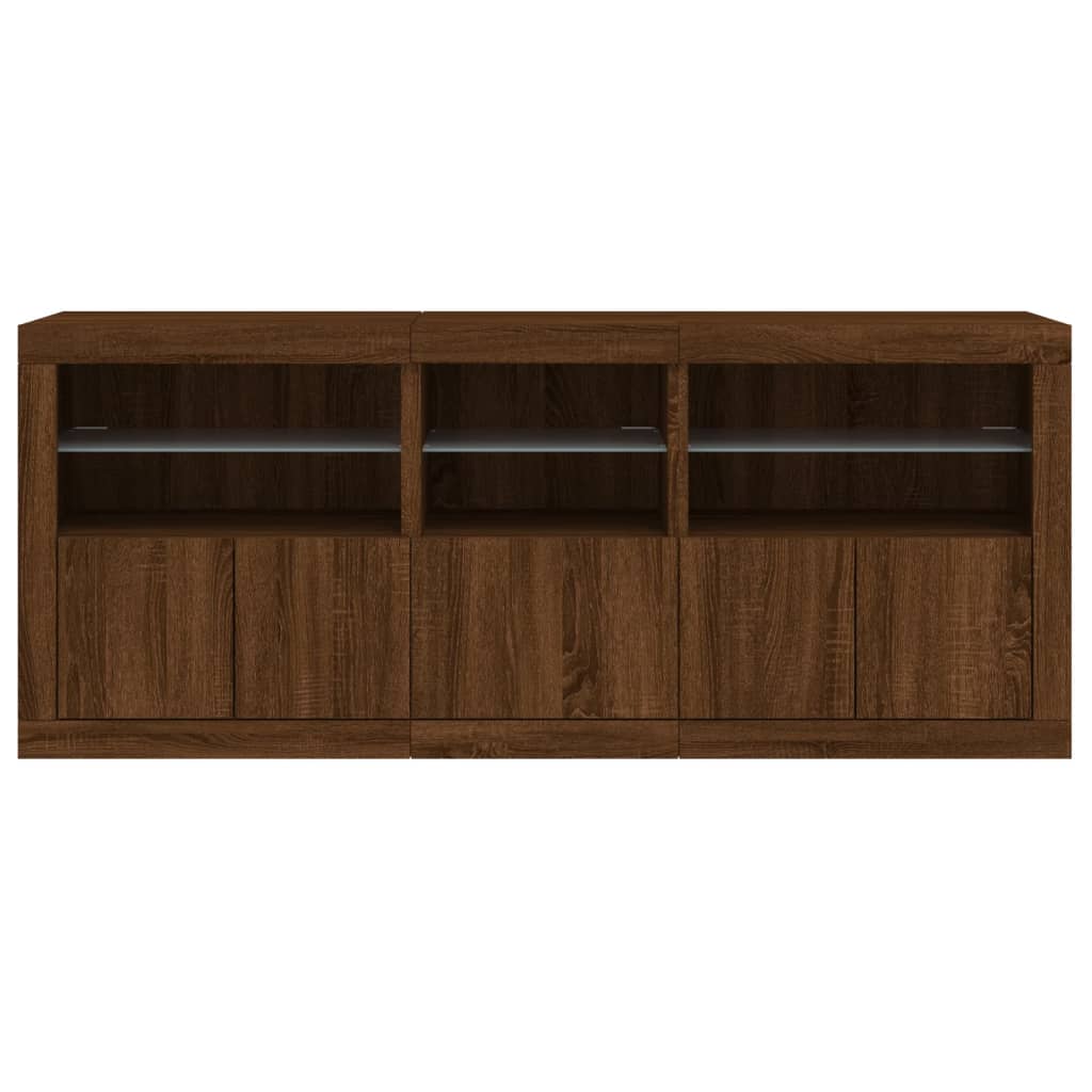 vidaXL Sideboard with LED Lights Brown Oak 162x37x67 cm