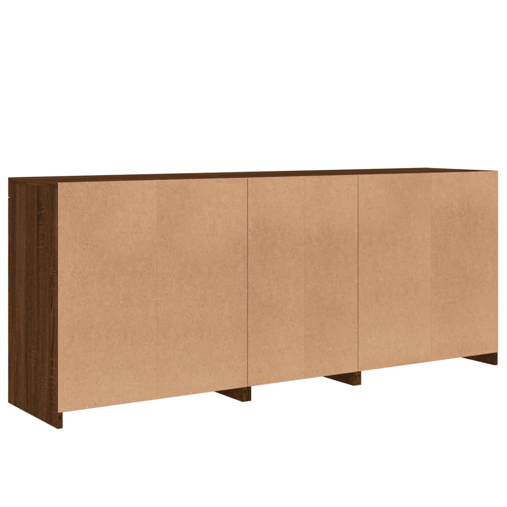 vidaXL Sideboard with LED Lights Brown Oak 162x37x67 cm