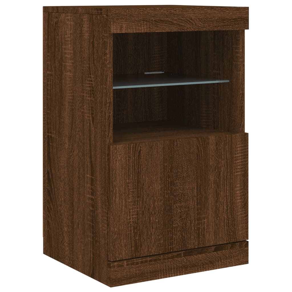 vidaXL Sideboard with LED Lights Brown Oak 162x37x67 cm