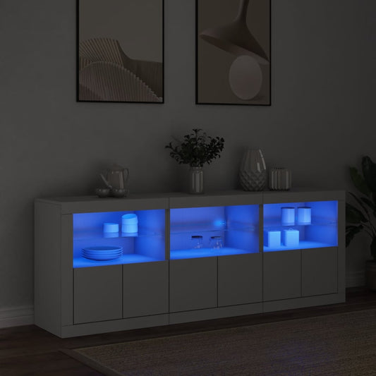 Sideboard with LED Lights White 181,5x37x67 cm