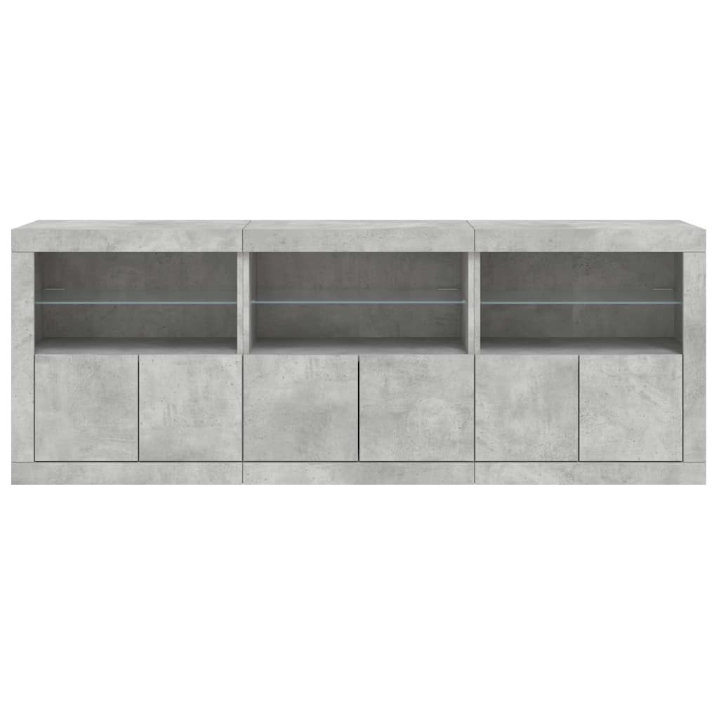 Sideboard with LED Lights Concrete Grey 181.5x37x67 cm