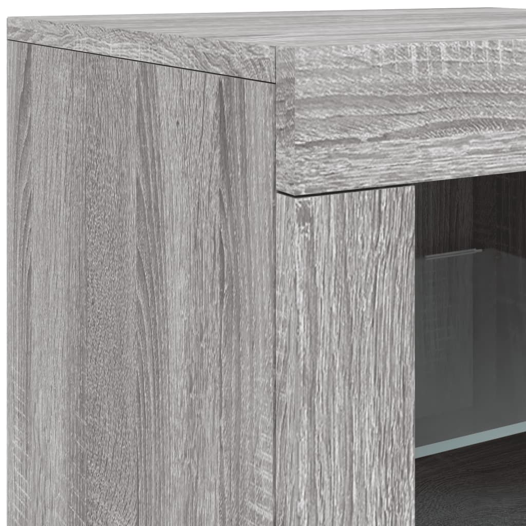 Sideboard with LED Lights Grey Sonoma 181,5x37x67 cm