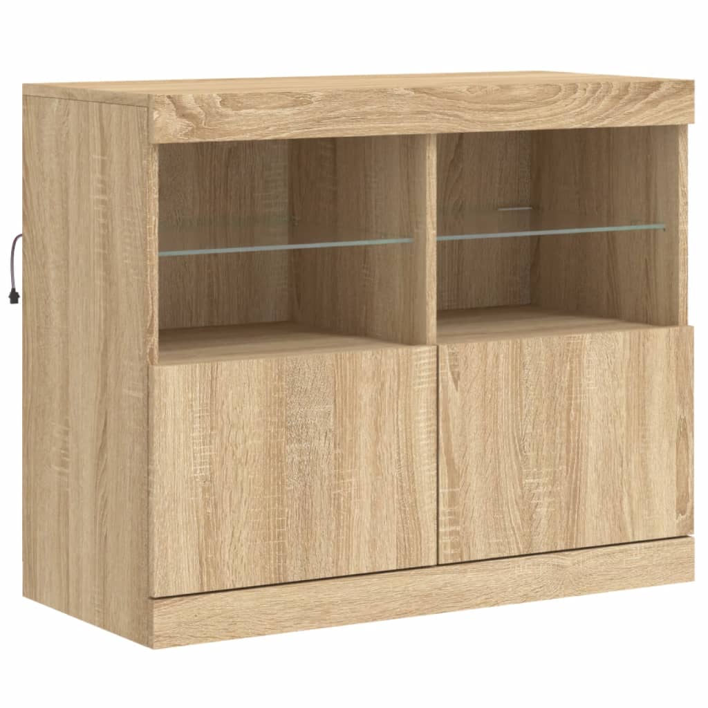 Sideboard with LED Lights Sonoma Oak 202x37x67 cm