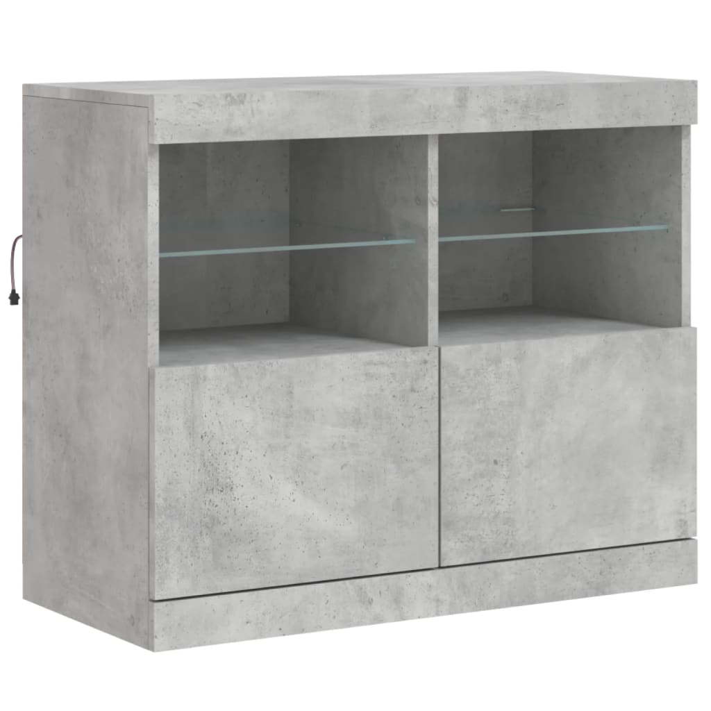 Sideboard with LED Lights Concrete Grey 202x37x67 cm
