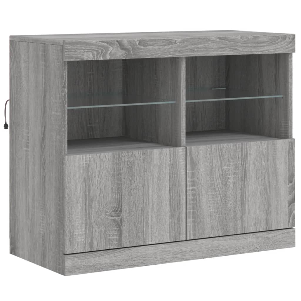 Sideboard with LED Lights Grey Sonoma 202x37x67 cm