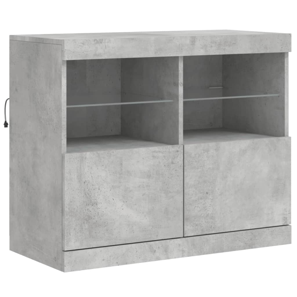 Sideboard with LED Lights Concrete Grey 283x37x67 cm