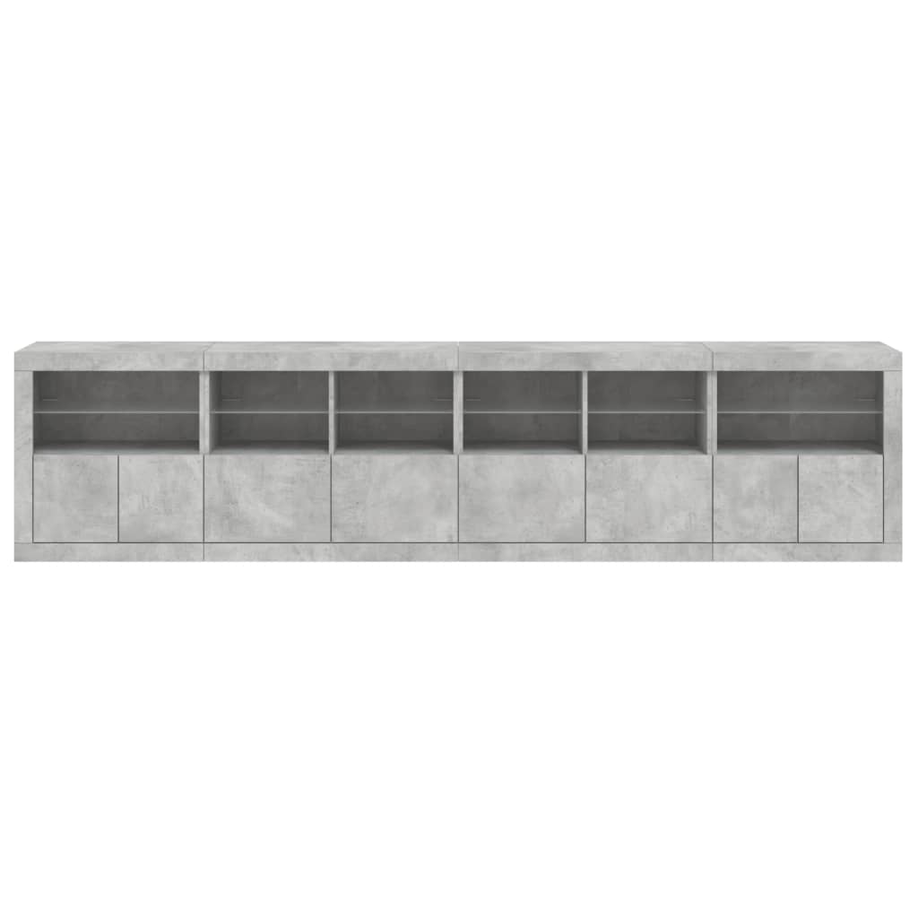 vidaXL Sideboard with LED Lights Concrete Grey 283x37x67 cm