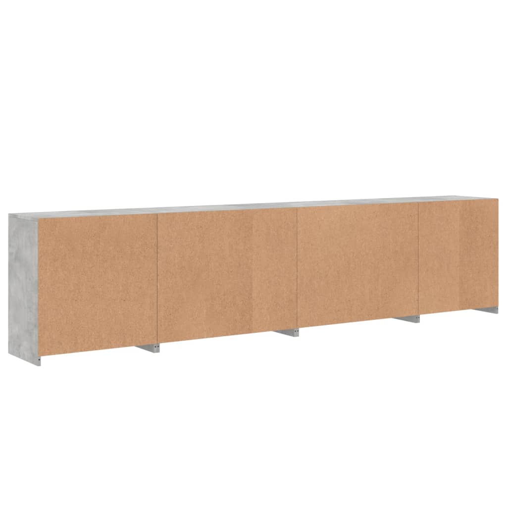 vidaXL Sideboard with LED Lights Concrete Grey 283x37x67 cm