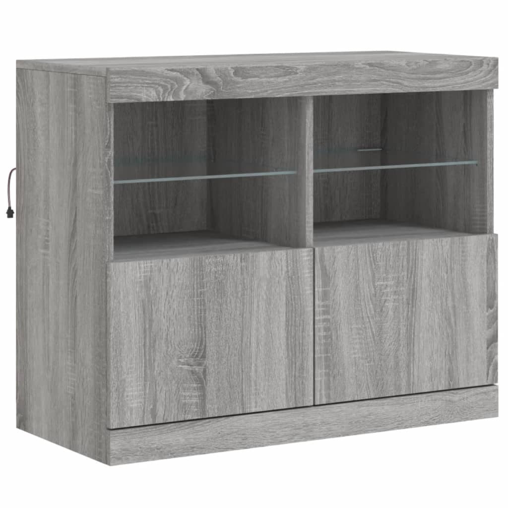 Sideboard with LED Lights Grey Sonoma 283x37x67 cm