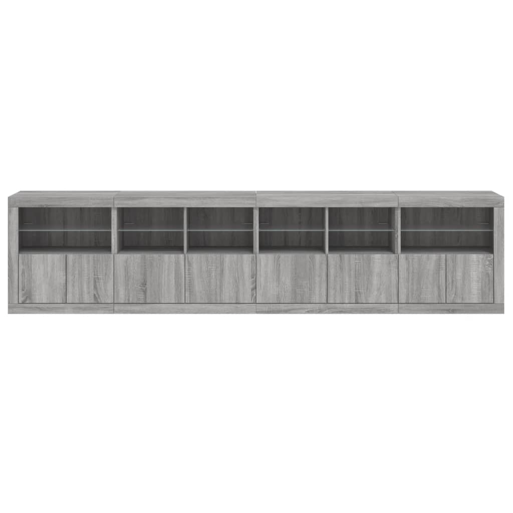 vidaXL Sideboard with LED Lights Grey Sonoma 283x37x67 cm