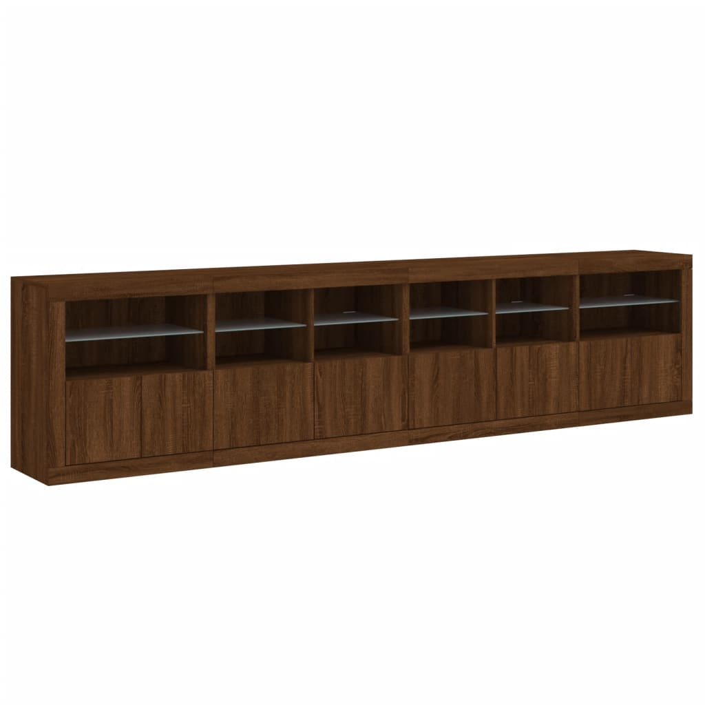 vidaXL Sideboard with LED Lights Brown Oak 283x37x67 cm