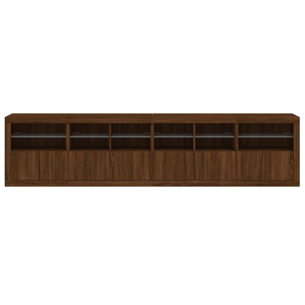 vidaXL Sideboard with LED Lights Brown Oak 283x37x67 cm