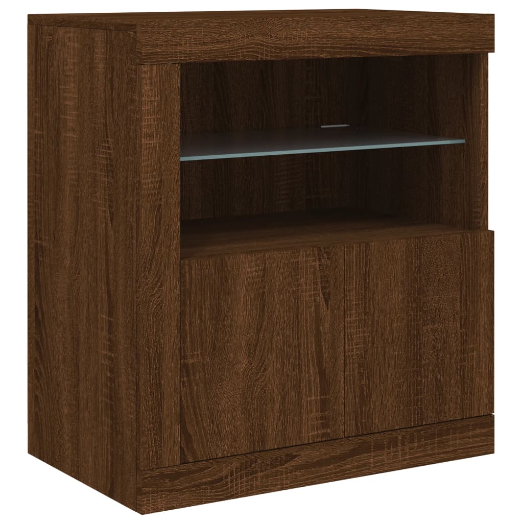 vidaXL Sideboard with LED Lights Brown Oak 283x37x67 cm