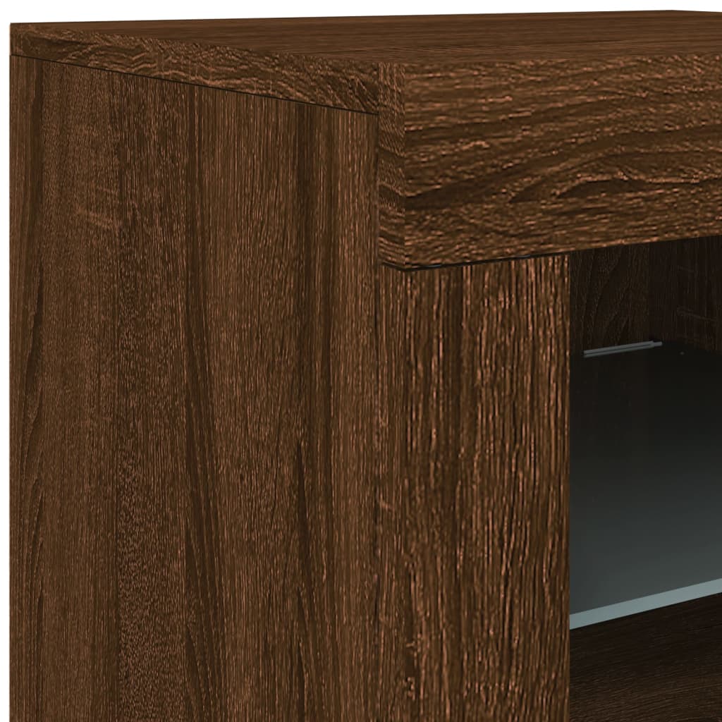 vidaXL Sideboard with LED Lights Brown Oak 283x37x67 cm