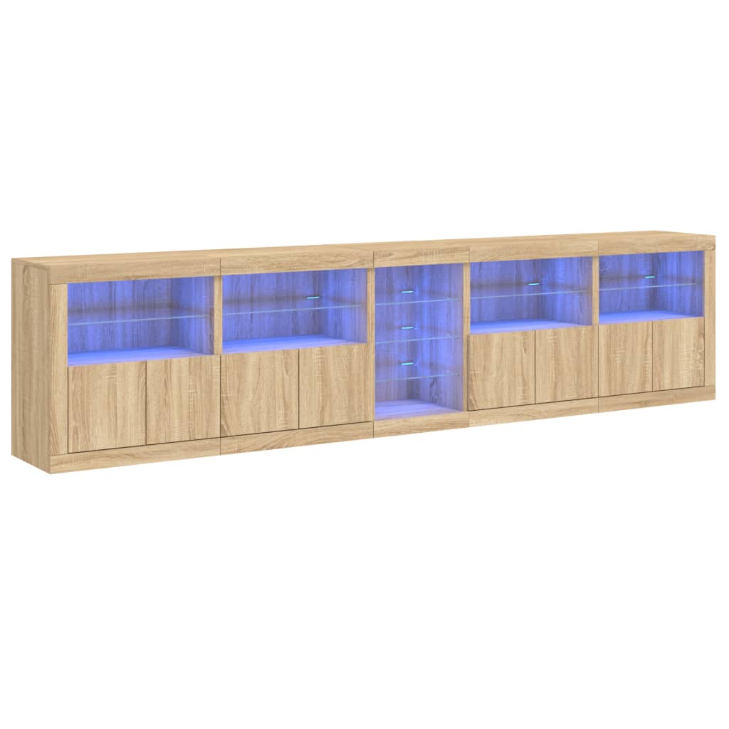 vidaXL Sideboard with LED Lights Sonoma Oak 283x37x67 cm