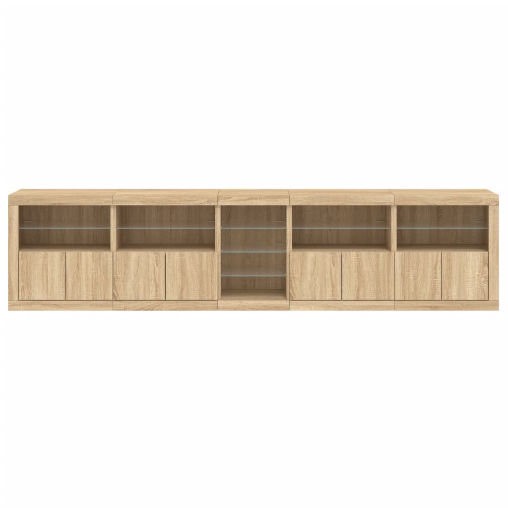 vidaXL Sideboard with LED Lights Sonoma Oak 283x37x67 cm