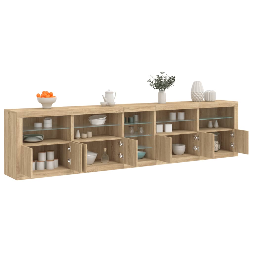 vidaXL Sideboard with LED Lights Sonoma Oak 283x37x67 cm