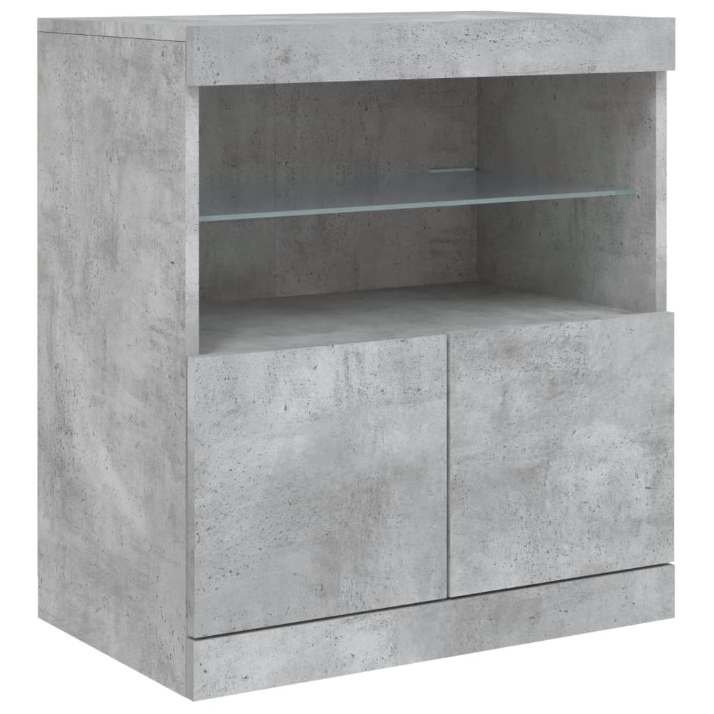 Sideboard with LED Lights Concrete Grey 283x37x67 cm