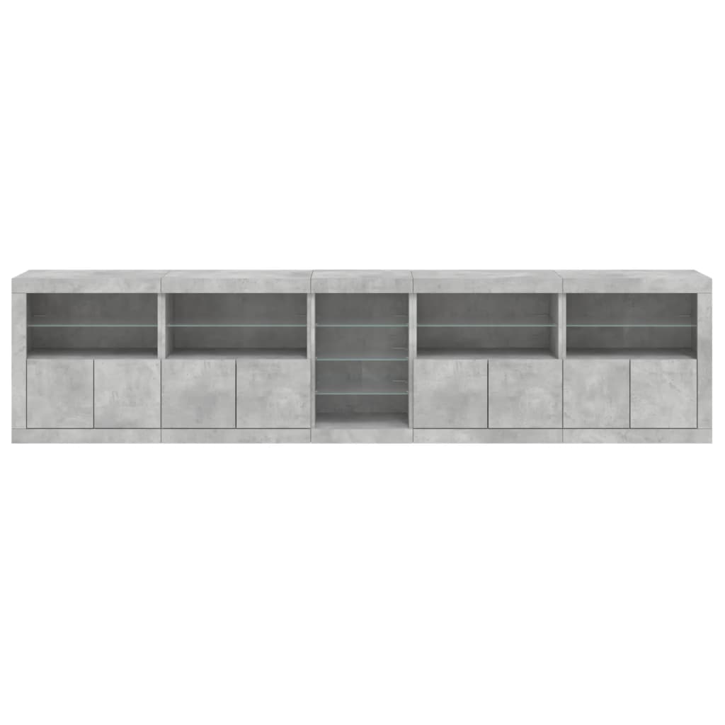 vidaXL Sideboard with LED Lights Concrete Grey 283x37x67 cm