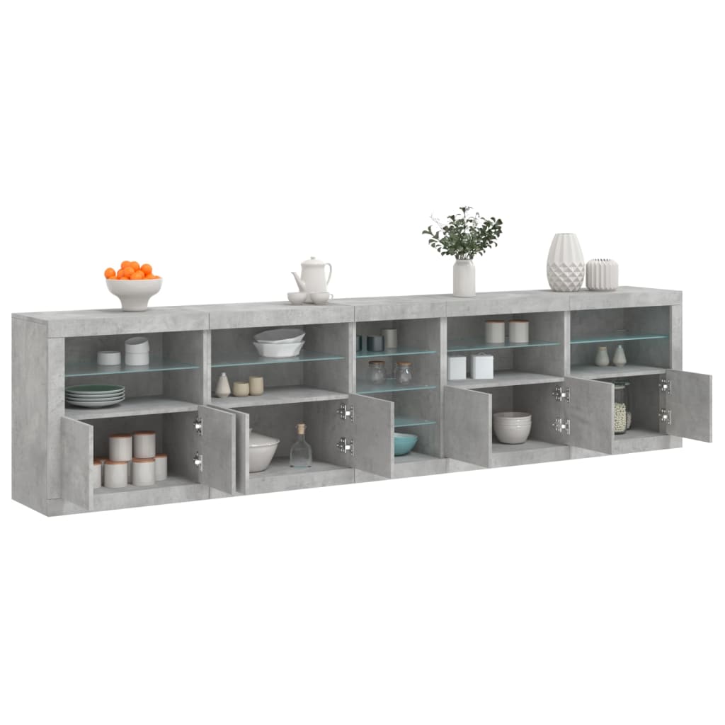 vidaXL Sideboard with LED Lights Concrete Grey 283x37x67 cm