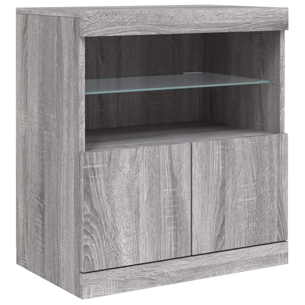 Sideboard with LED Lights Grey Sonoma 283x37x67 cm