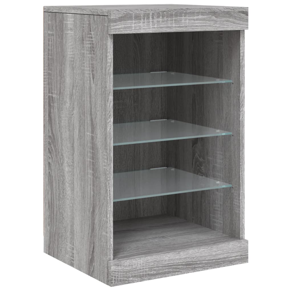 Sideboard with LED Lights Grey Sonoma 283x37x67 cm