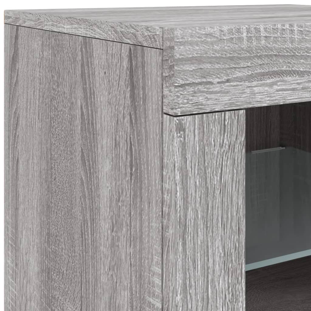 Sideboard with LED Lights Grey Sonoma 283x37x67 cm