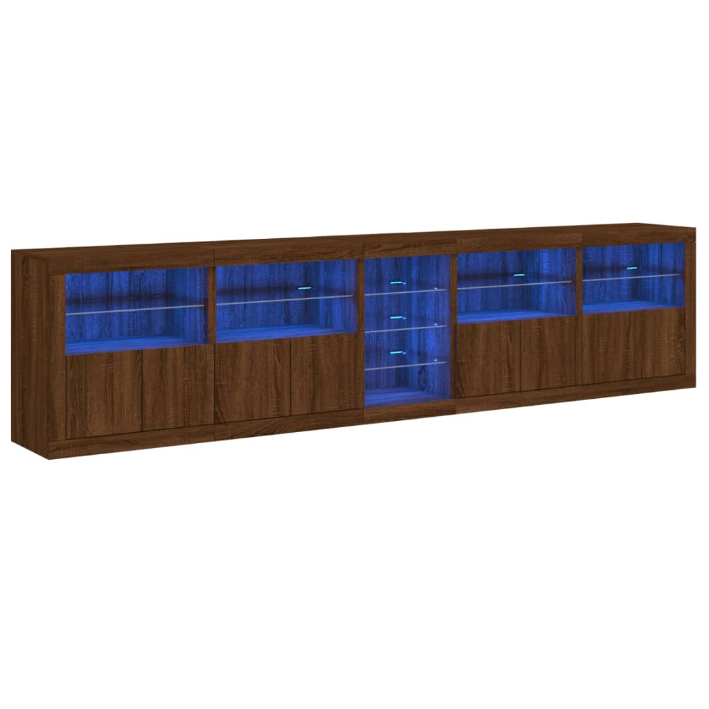 vidaXL Sideboard with LED Lights Brown Oak 283x37x67 cm