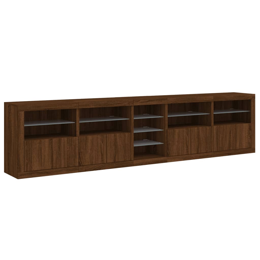 vidaXL Sideboard with LED Lights Brown Oak 283x37x67 cm