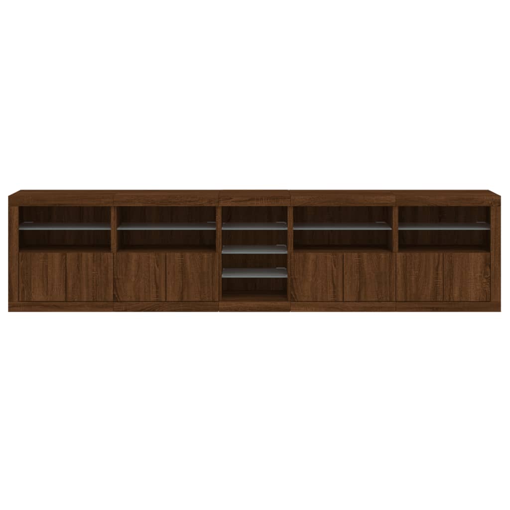 vidaXL Sideboard with LED Lights Brown Oak 283x37x67 cm