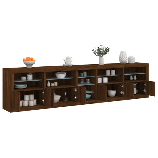 vidaXL Sideboard with LED Lights Brown Oak 283x37x67 cm