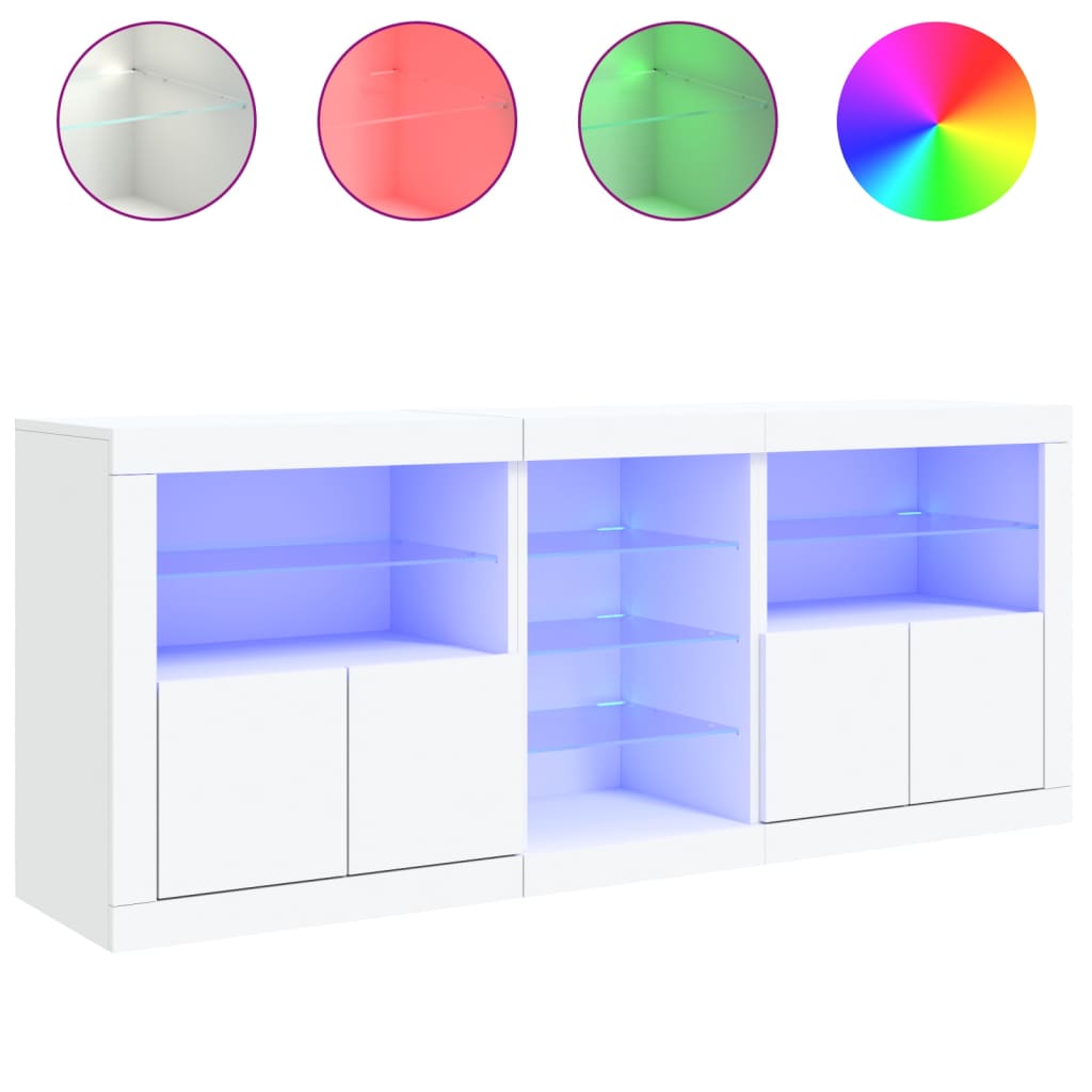 Sideboard with LED Lights White 162x37x67 cm