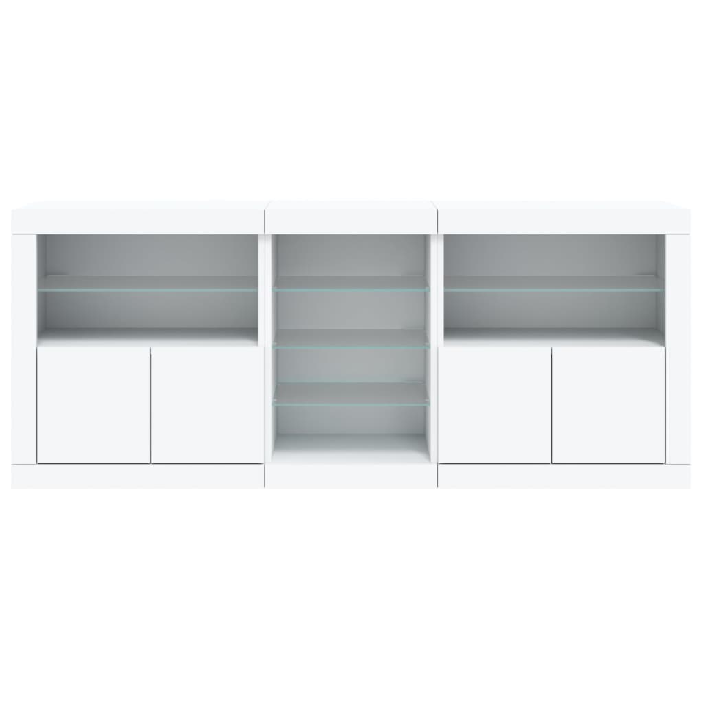 Sideboard with LED Lights White 162x37x67 cm