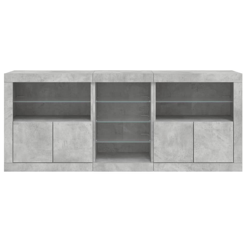 Sideboard with LED Lights Concrete Grey 162x37x67 cm