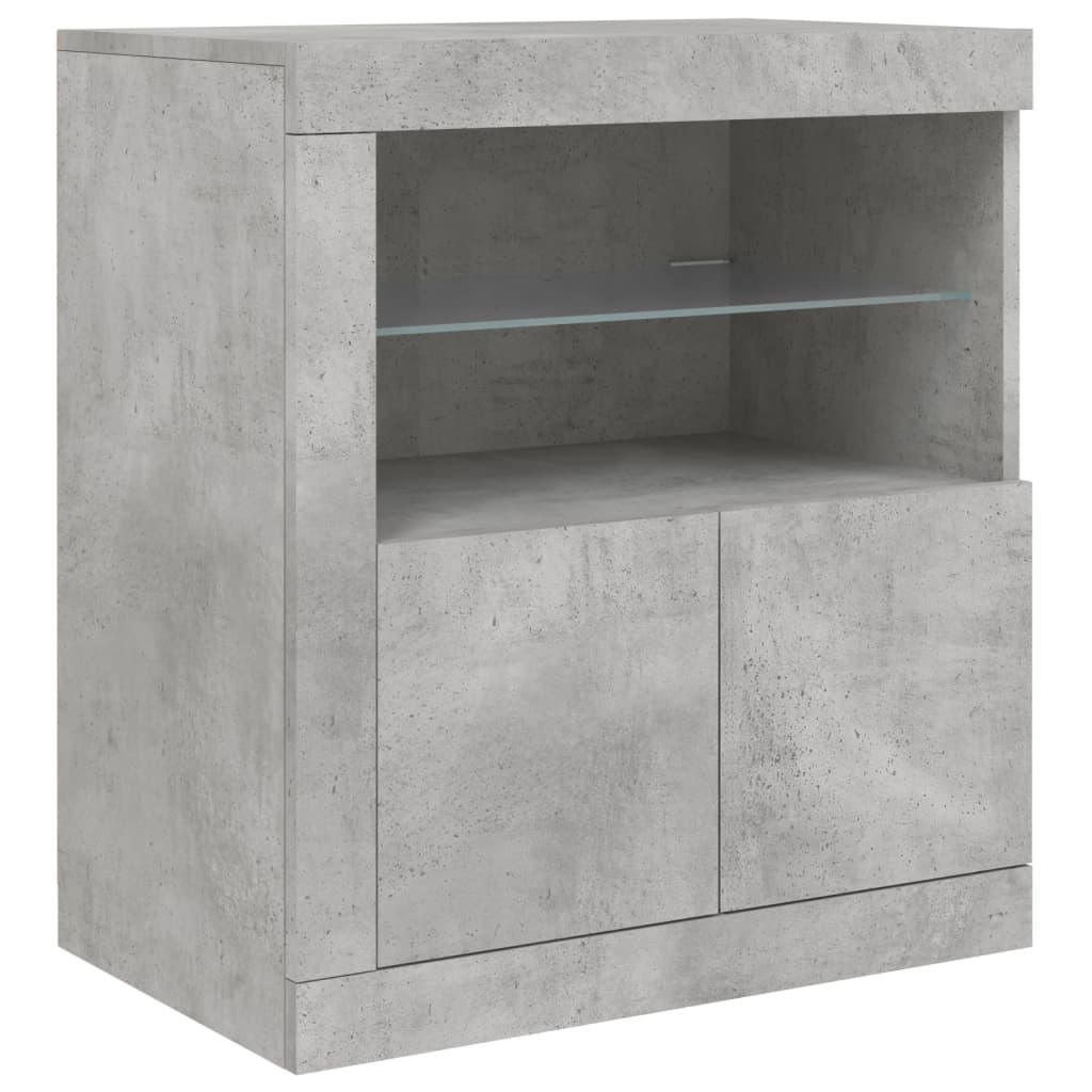 Sideboard with LED Lights Concrete Grey 162x37x67 cm