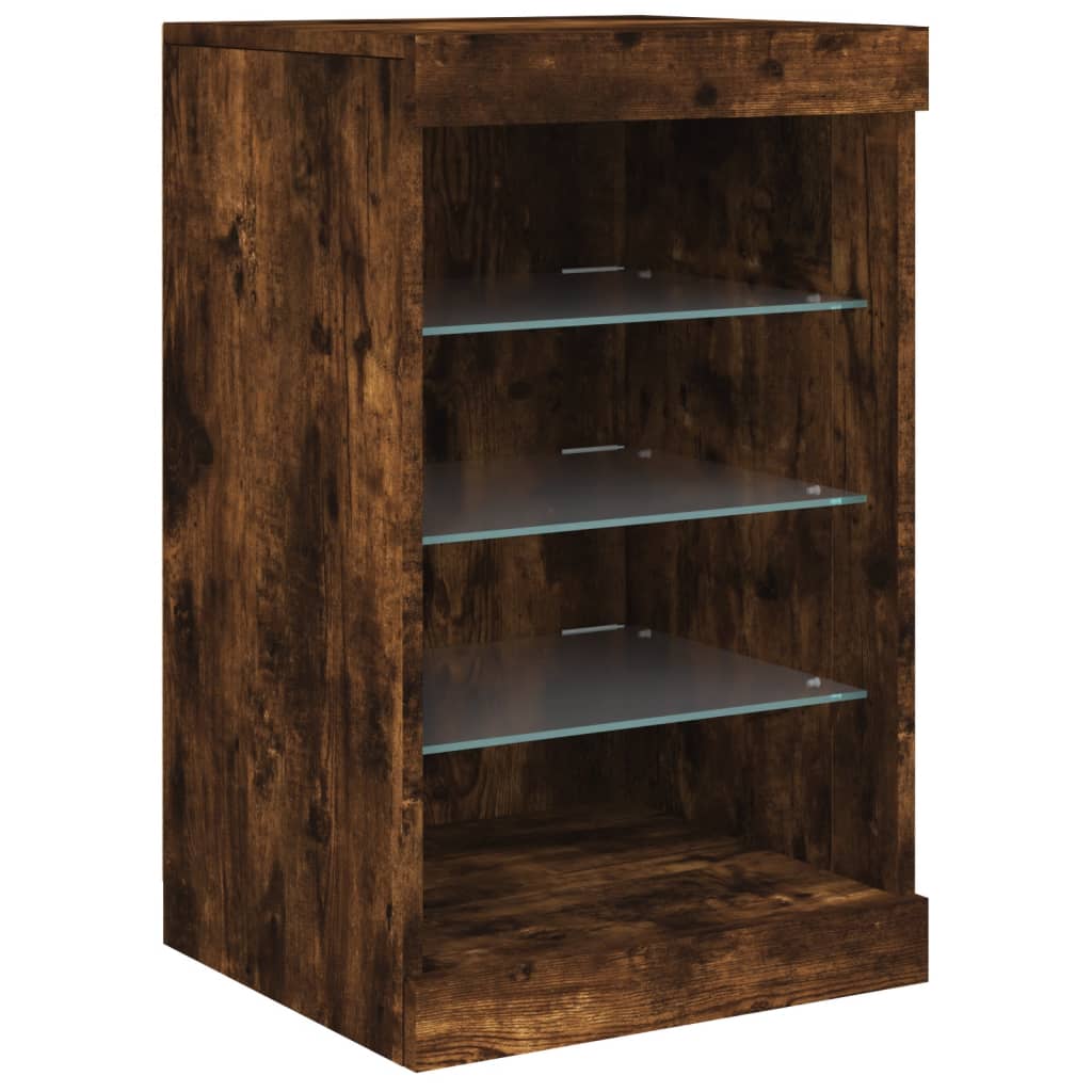 Sideboard with LED Lights Smoked Oak 162x37x67 cm