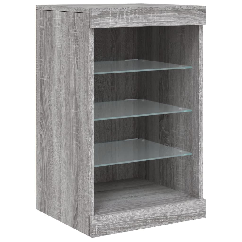 Sideboard with LED Lights Grey Sonoma 162x37x67 cm