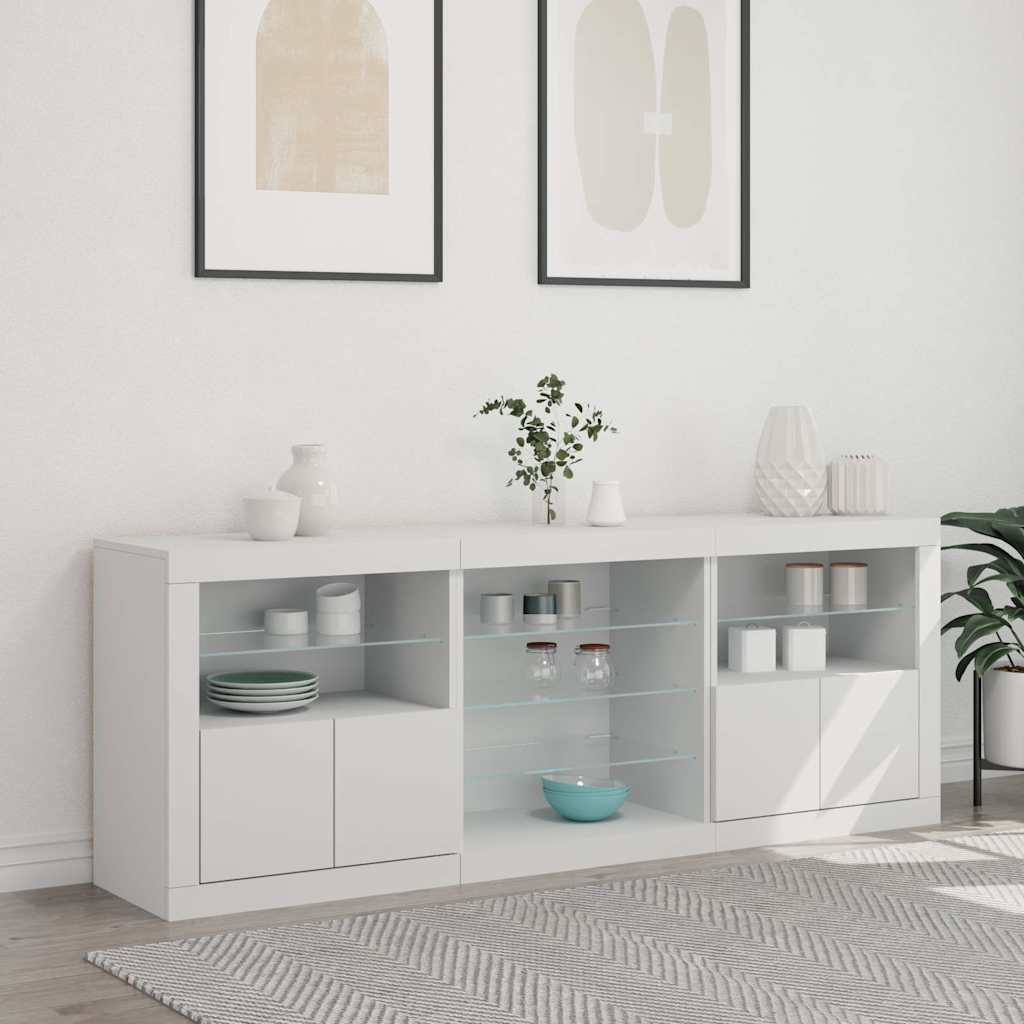 Sideboard with LED Lights White 181,5x37x67 cm
