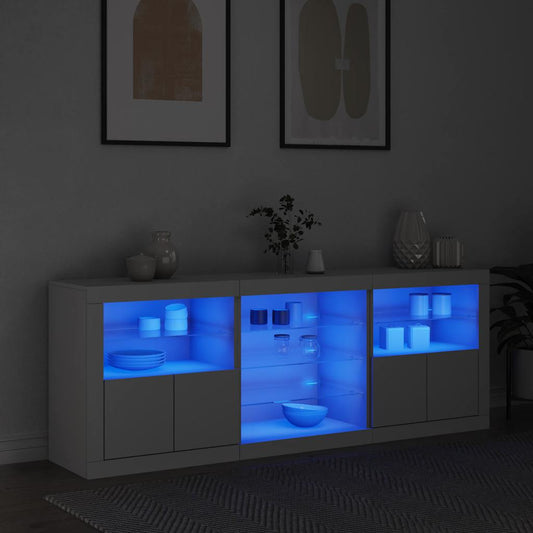 Sideboard with LED Lights White 181,5x37x67 cm