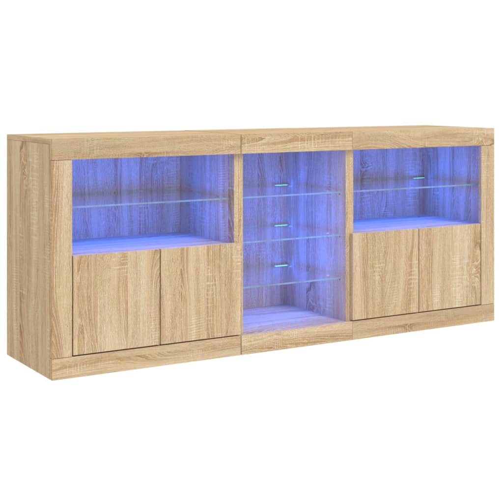 Sideboard with LED Lights Sonoma Oak 181.5x37x67 cm