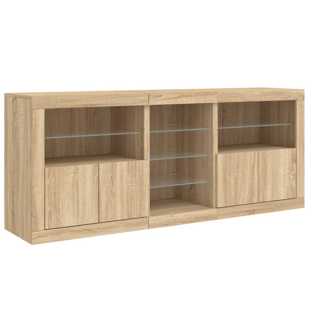 Sideboard with LED Lights Sonoma Oak 181.5x37x67 cm
