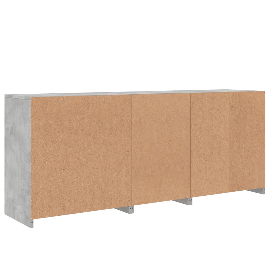 Sideboard with LED Lights Concrete Grey 181.5x37x67 cm