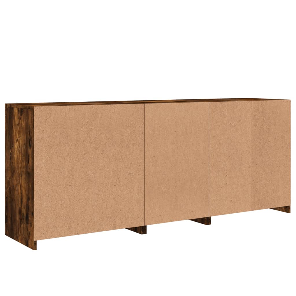 Sideboard with LED Lights Smoked Oak 181.5x37x67 cm