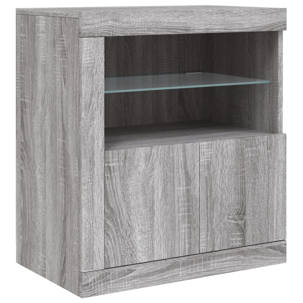 vidaXL Sideboard with LED Lights Grey Sonoma 181.5x37x67 cm